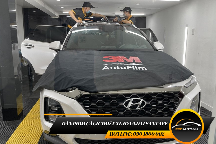 Kinh nghiệm dán phim cách nhiệt xe hyundai santafe