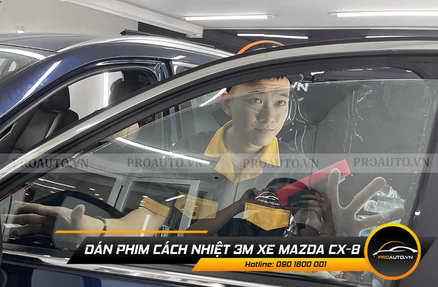 Dán phim cách nhiệt xe mazda cx8 - vị trí kính sườn trước